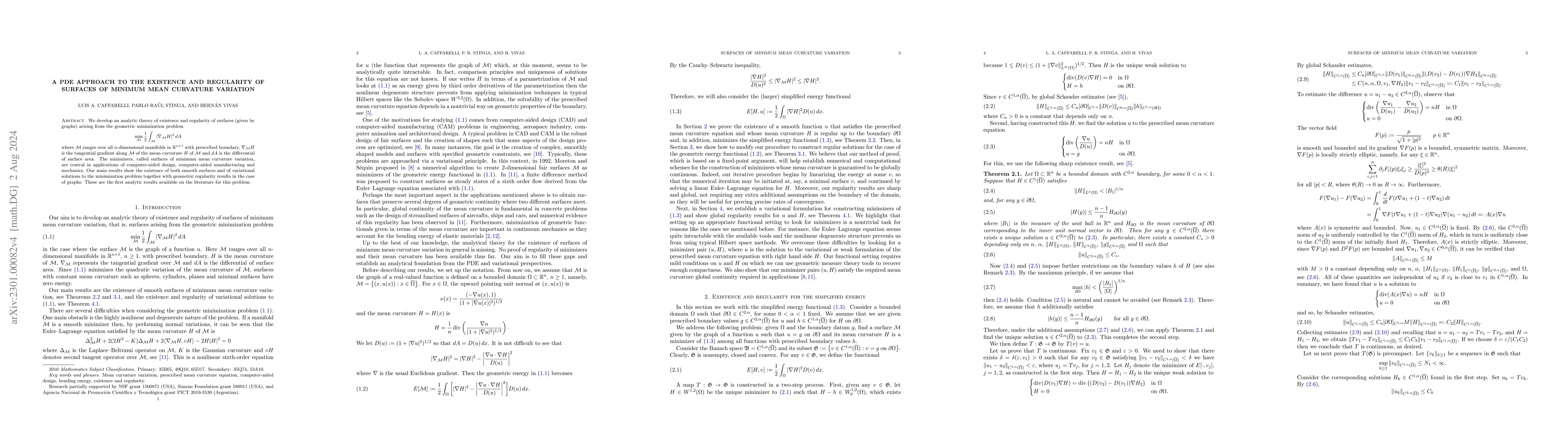 Thumbnail for A PDE approach to the existence and regularity of surfaces of minimum
  mean curvature variation