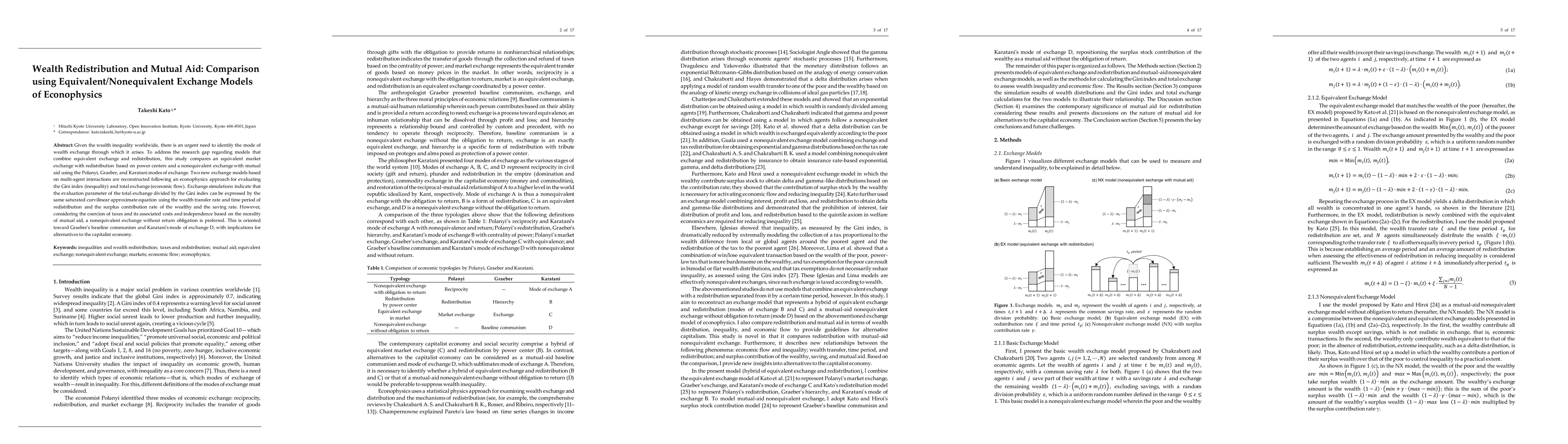 Thumbnail for Wealth Redistribution and Mutual Aid: Comparison using
  Equivalent/Nonequivalent Exchange Models of Econophysics