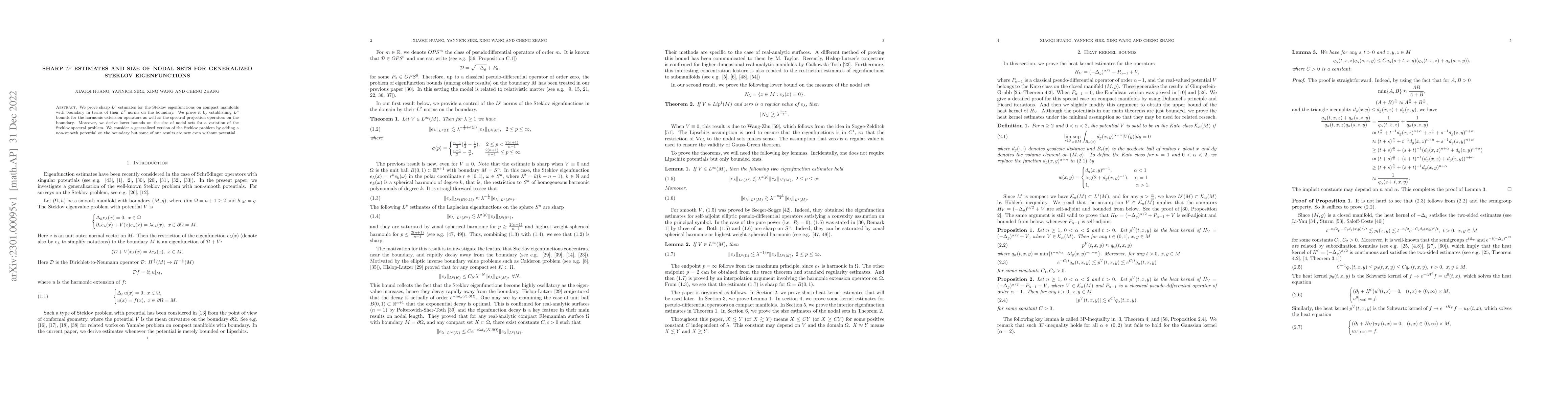 Thumbnail for Sharp $L^p$ estimates and size of nodal sets for generalized Steklov
  eigenfunctions