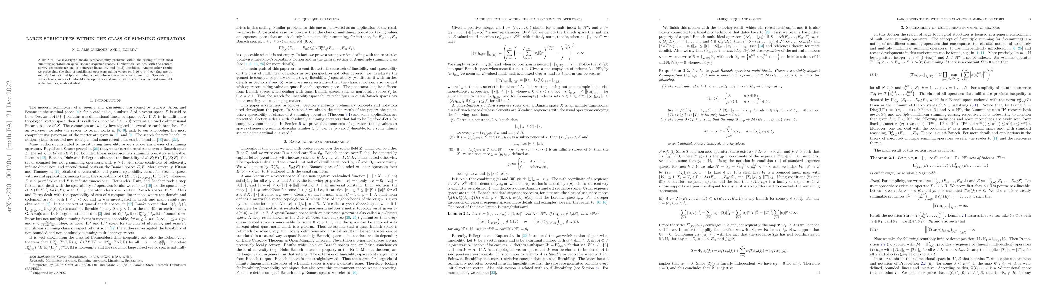 Thumbnail for Large structures within the class of summing operators