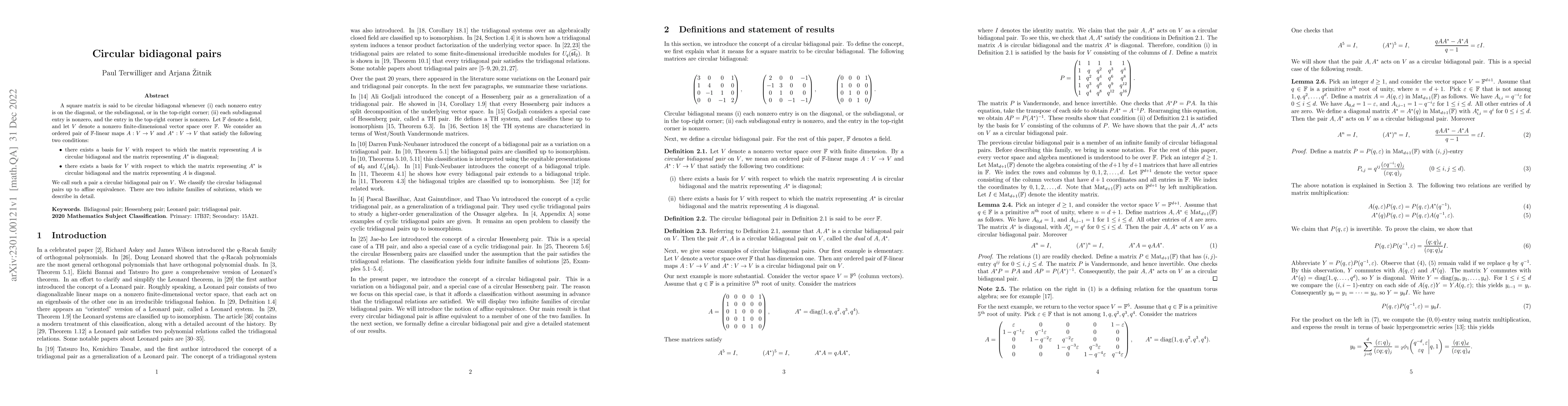 Thumbnail for Circular bidiagonal pairs