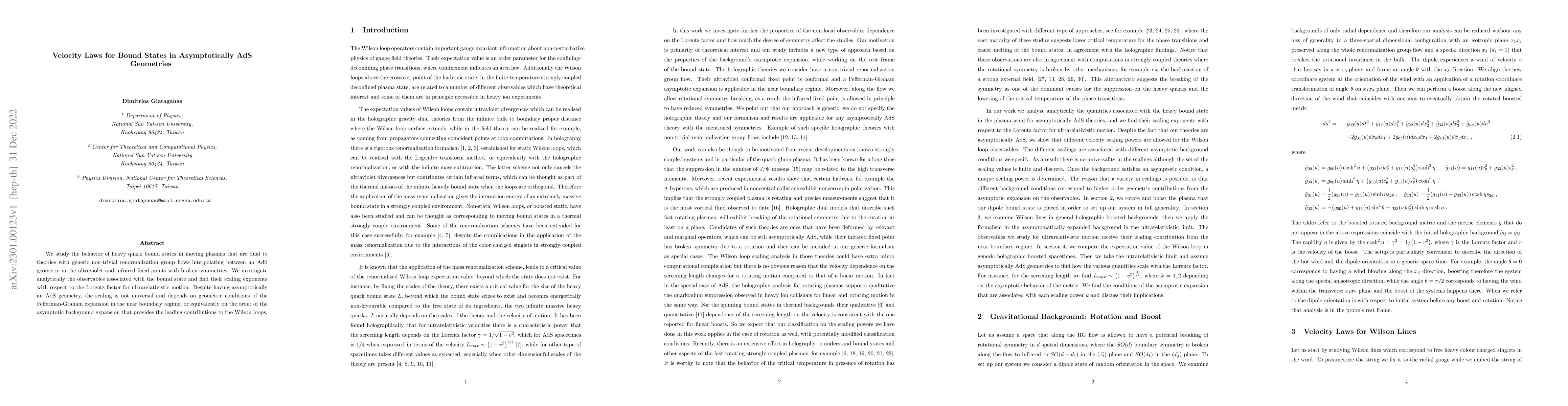 Thumbnail for Velocity Laws for Bound States in Asymptotically AdS Geometries