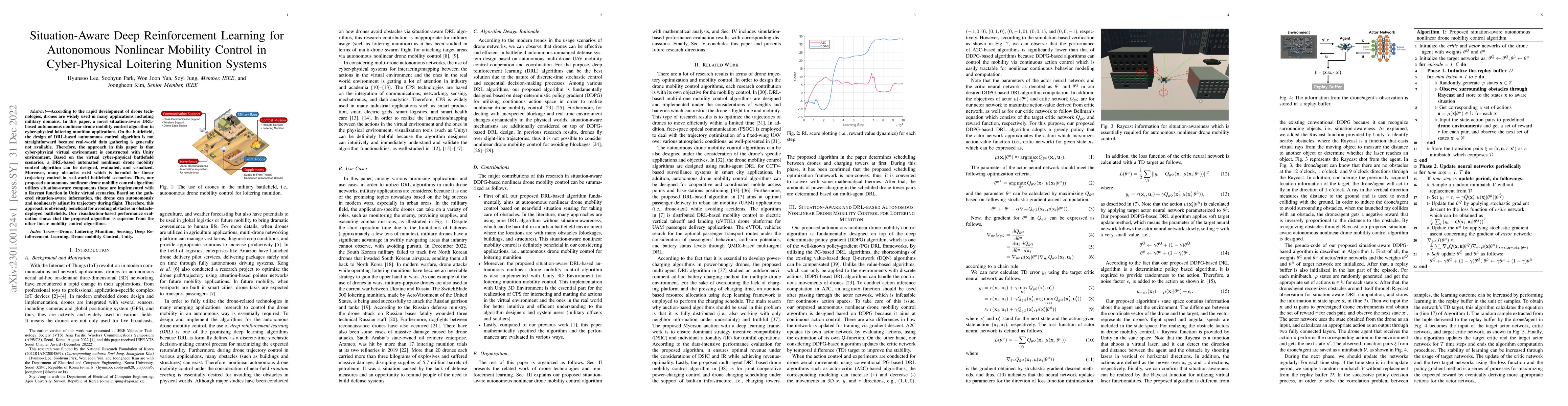 Thumbnail for Situation-Aware Deep Reinforcement Learning for Autonomous Nonlinear
  Mobility Control in Cyber-Physical Loitering Munition Systems
