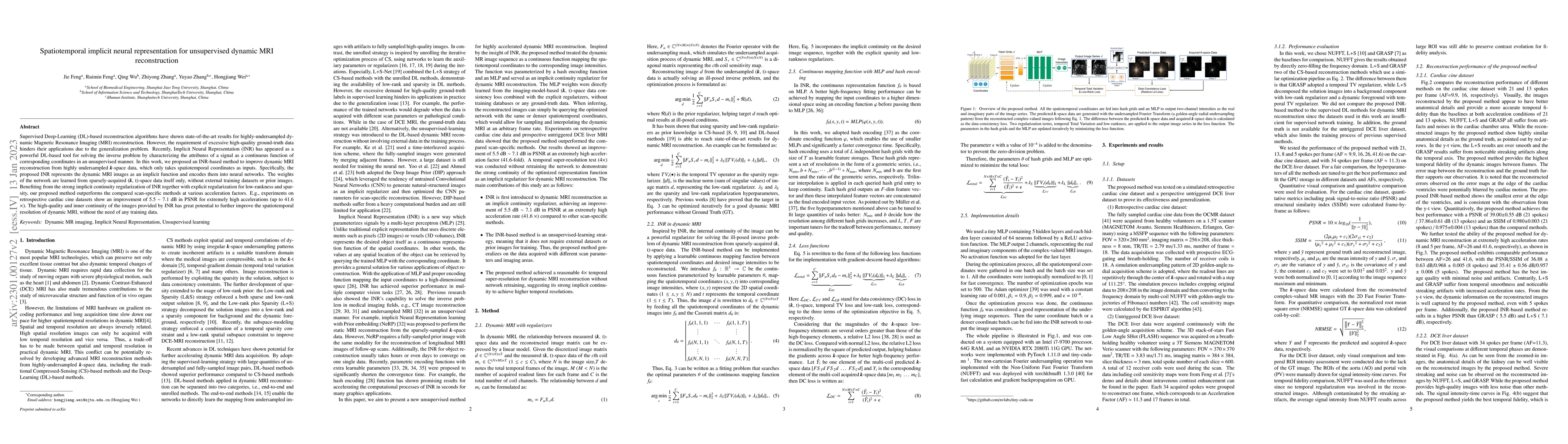 Thumbnail for Spatiotemporal implicit neural representation for unsupervised dynamic
  MRI reconstruction