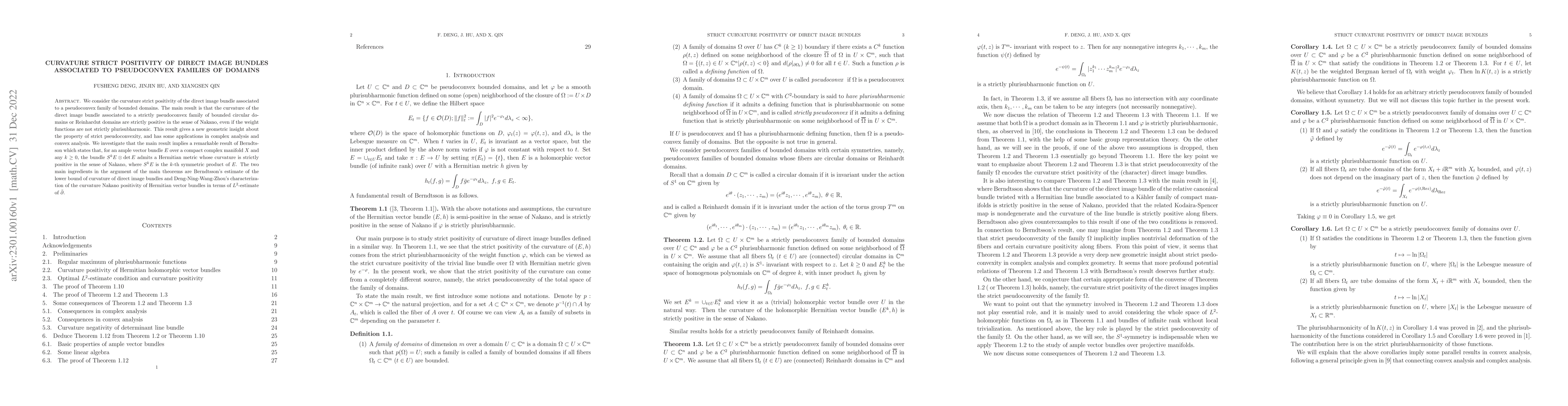 Thumbnail for Curvature strict positivity of direct image bundles associated to
  pseudoconvex families of domains
