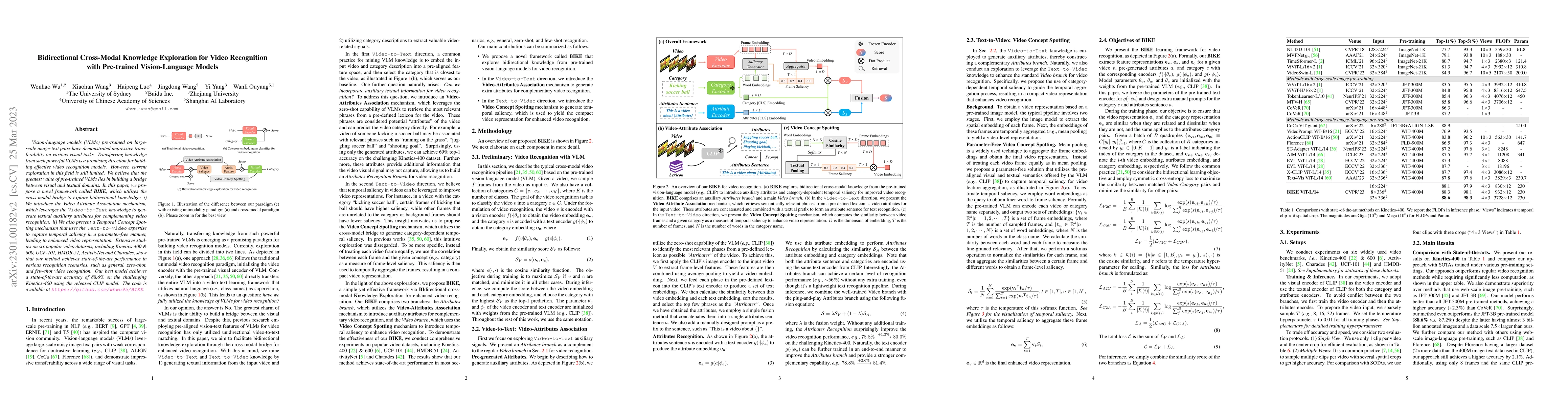 Thumbnail for Bidirectional Cross-Modal Knowledge Exploration for Video Recognition
  with Pre-trained Vision-Language Models