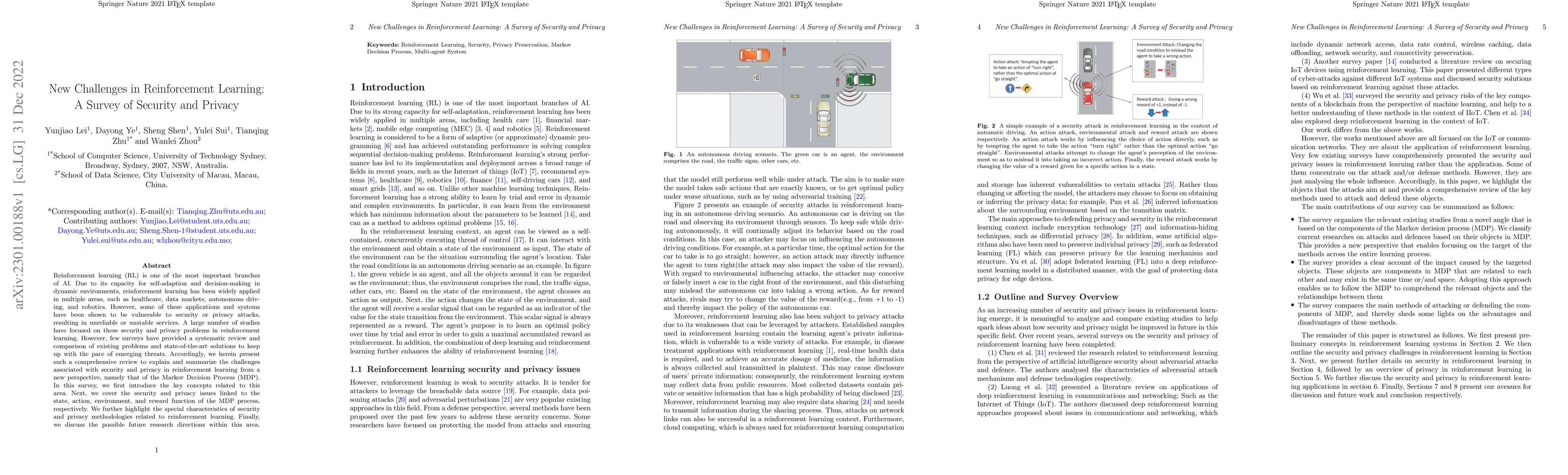 Thumbnail for New Challenges in Reinforcement Learning: A Survey of Security and
  Privacy