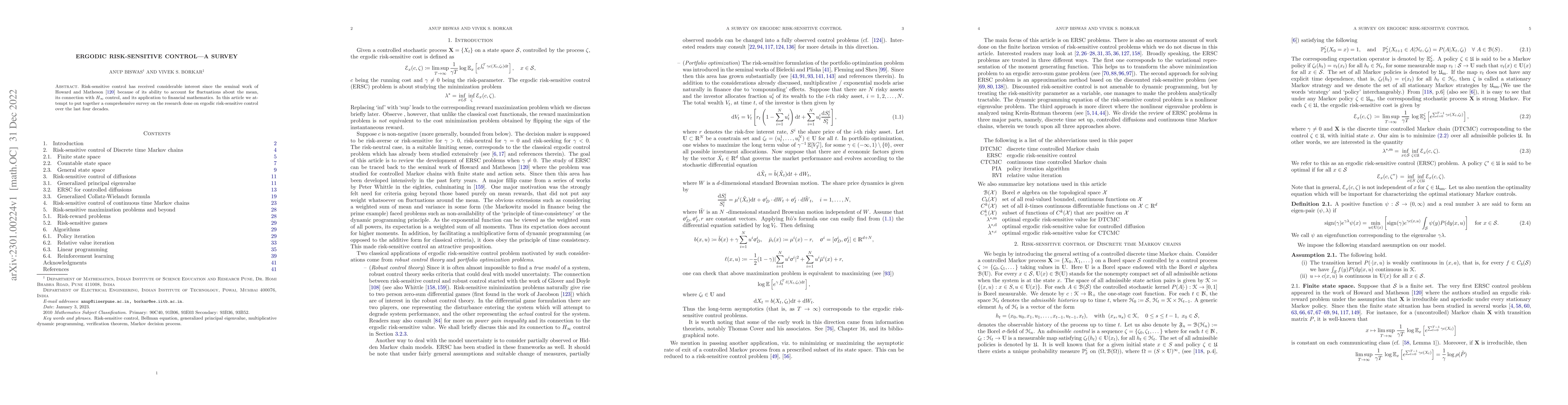 Thumbnail for Ergodic Risk-sensitive control -- A survey