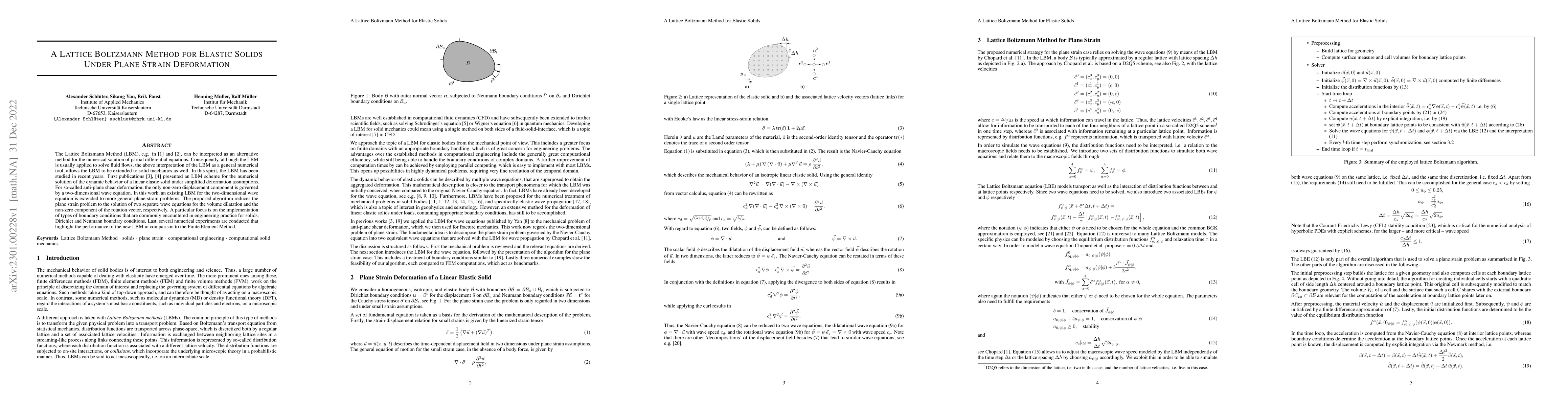 Thumbnail for A Lattice Boltzmann Method for Elastic Solids Under Plane Strain
  Deformation