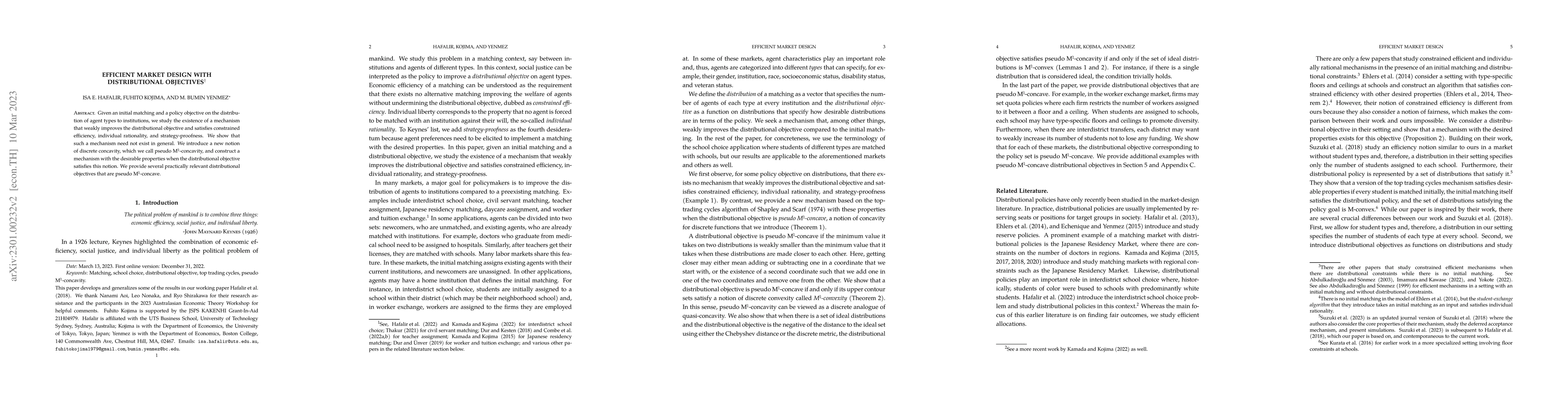 Thumbnail for Efficient Market Design with Distributional Objectives