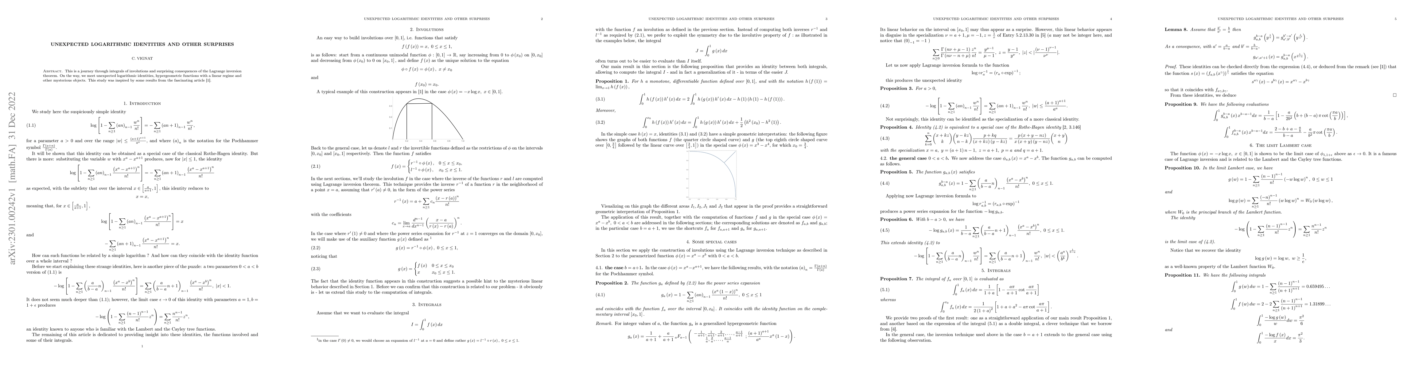 Thumbnail for unexpected logarithmic identities and other surprises