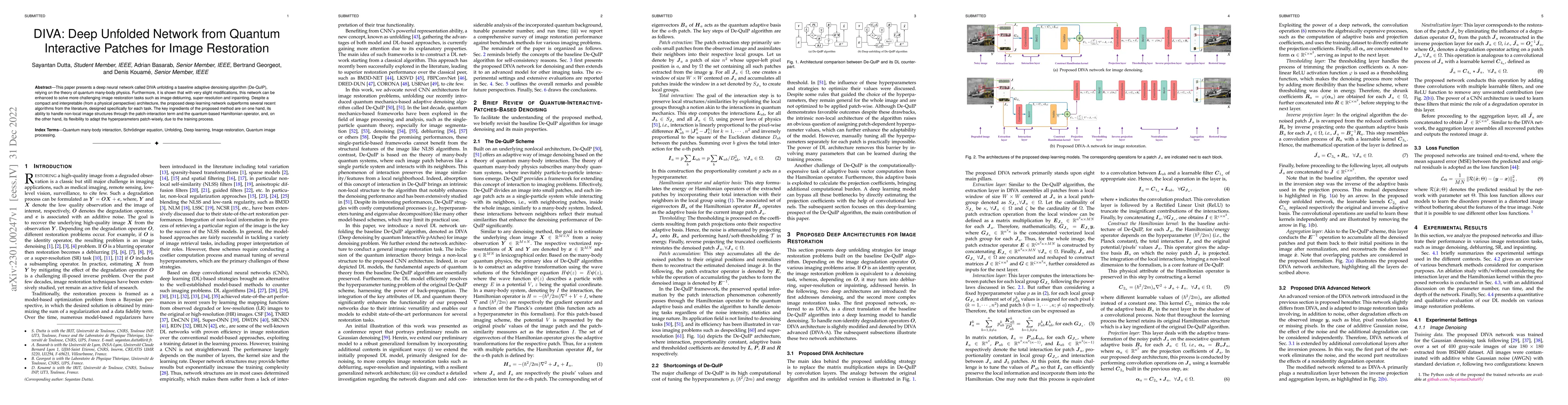 Thumbnail for DIVA: Deep Unfolded Network from Quantum Interactive Patches for Image
  Restoration