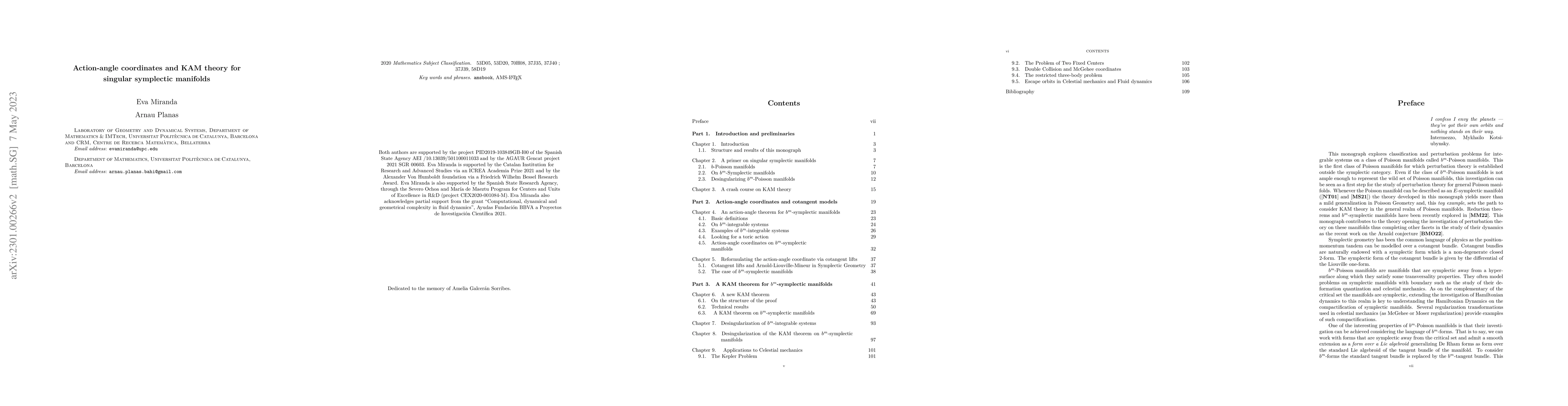 Thumbnail for Action-angle coordinates and KAM theory for singular symplectic
  manifolds