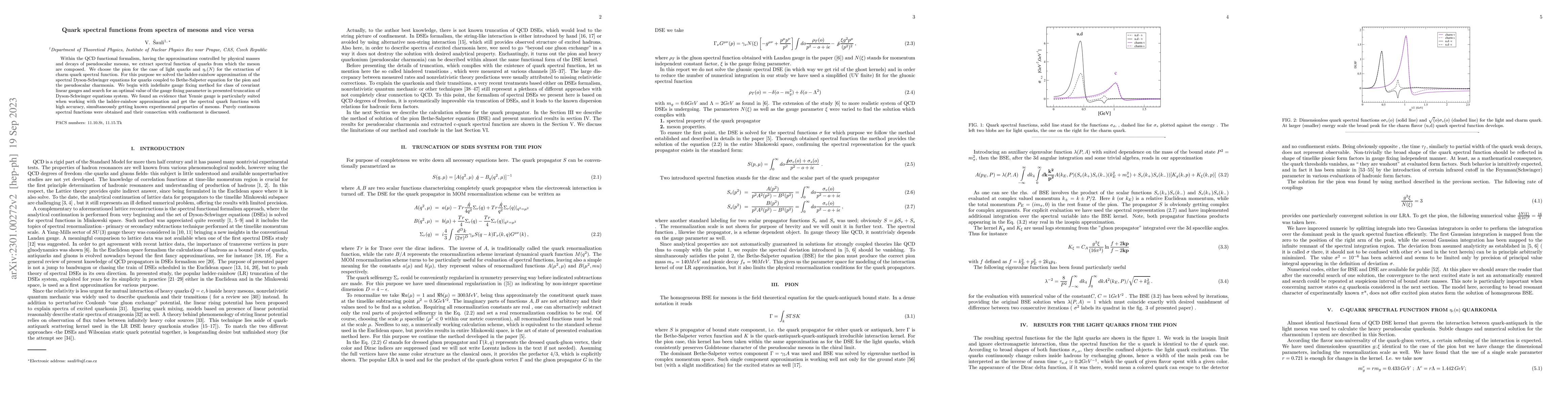 Thumbnail for Quark spectral functions from spectra of mesons and vice versa