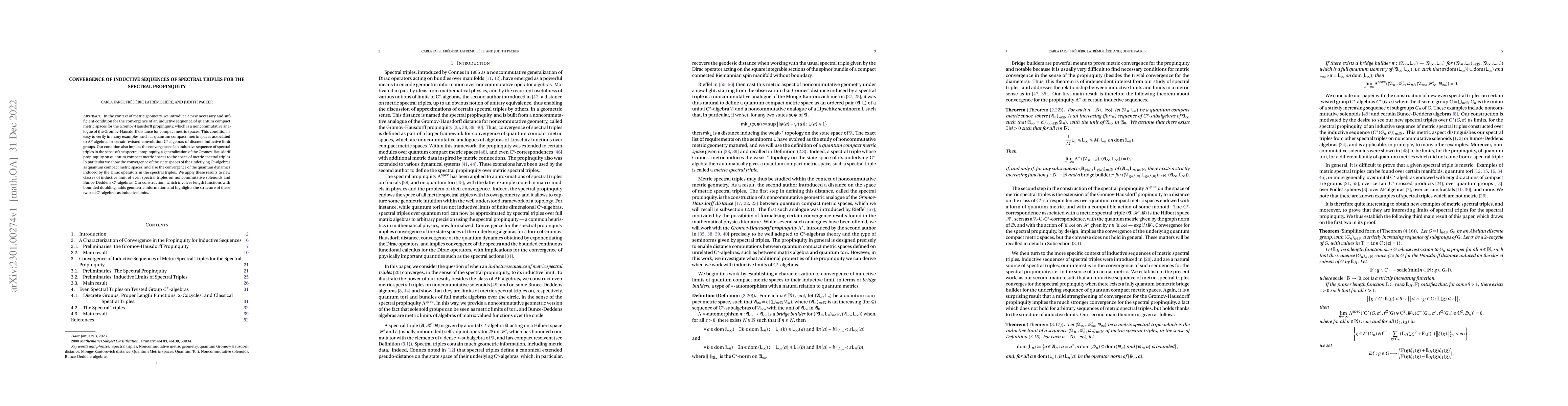 Thumbnail for Convergence of inductive sequences of spectral triples for the spectral
  propinquity