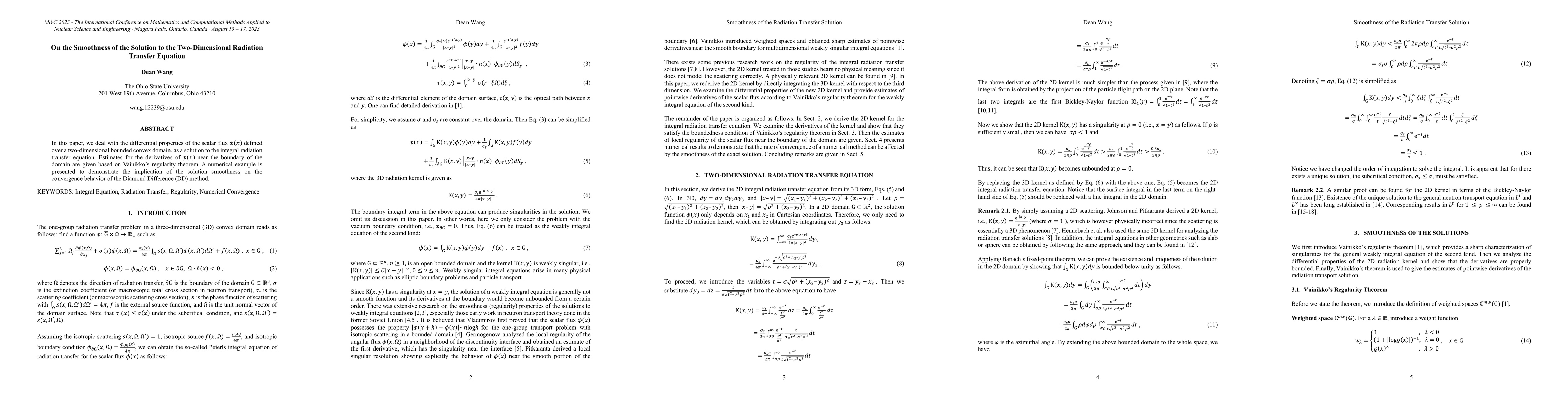 Thumbnail for On the Smoothness of the Solution to the Two-Dimensional Radiation
  Transfer Equation