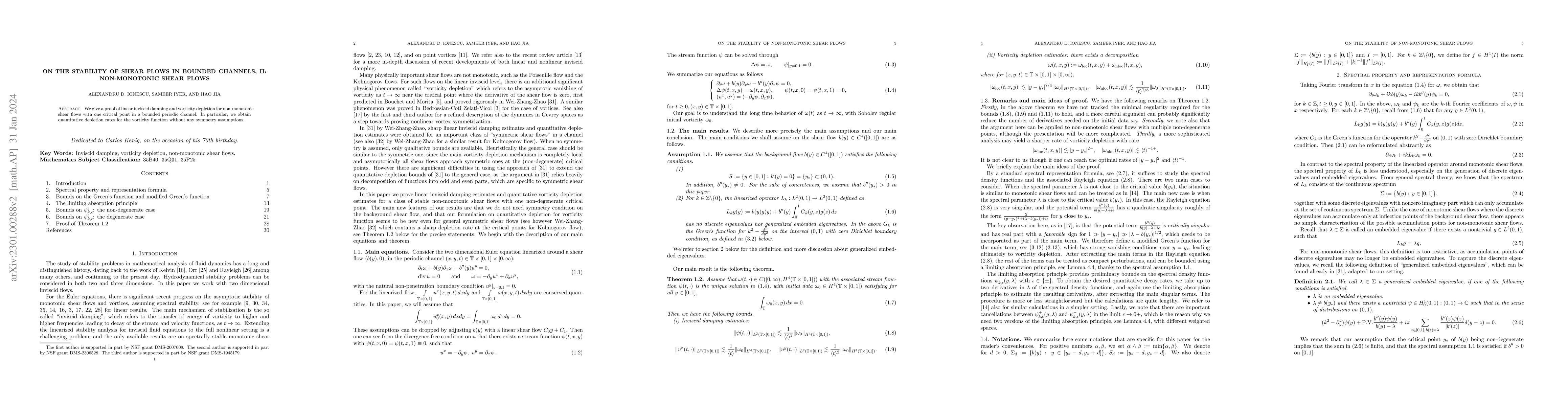 Thumbnail for On the stability of shear flows in bounded channels, II: non-monotonic
  shear flows