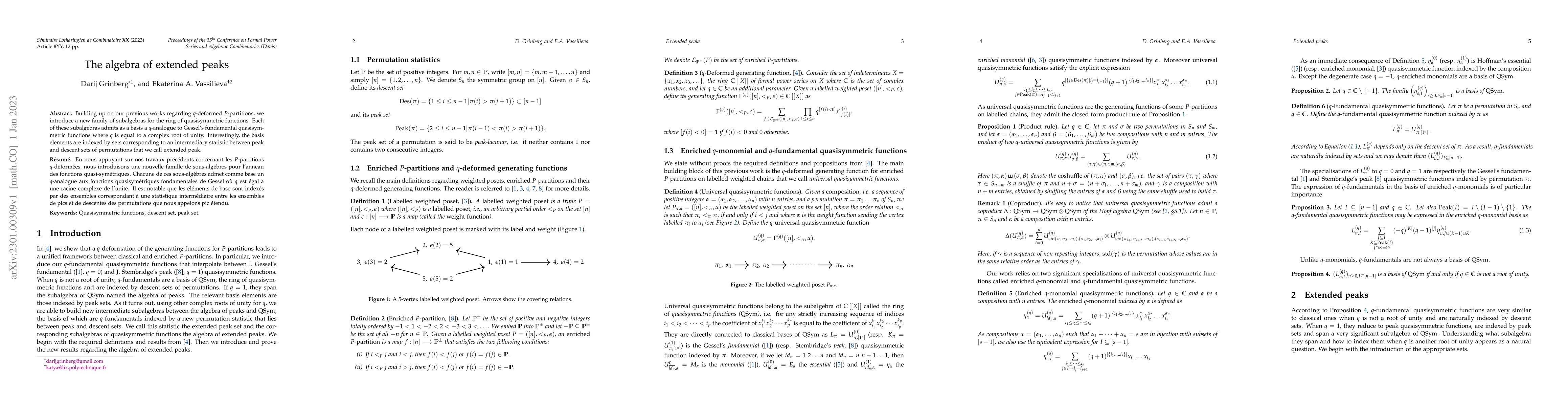 Thumbnail for The algebra of extended peaks