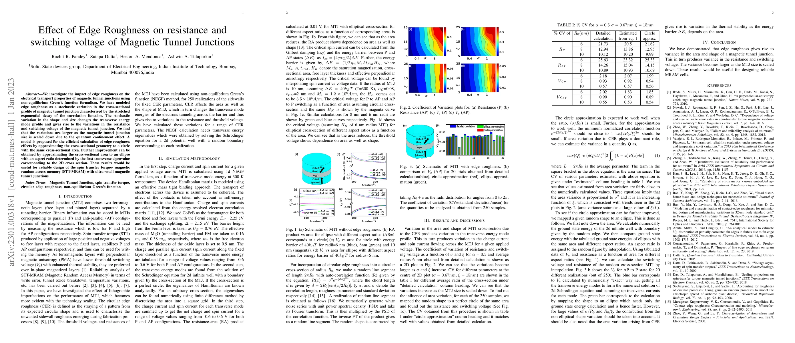 Thumbnail for Effect of Edge Roughness on resistance and switching voltage of Magnetic
  Tunnel Junctions