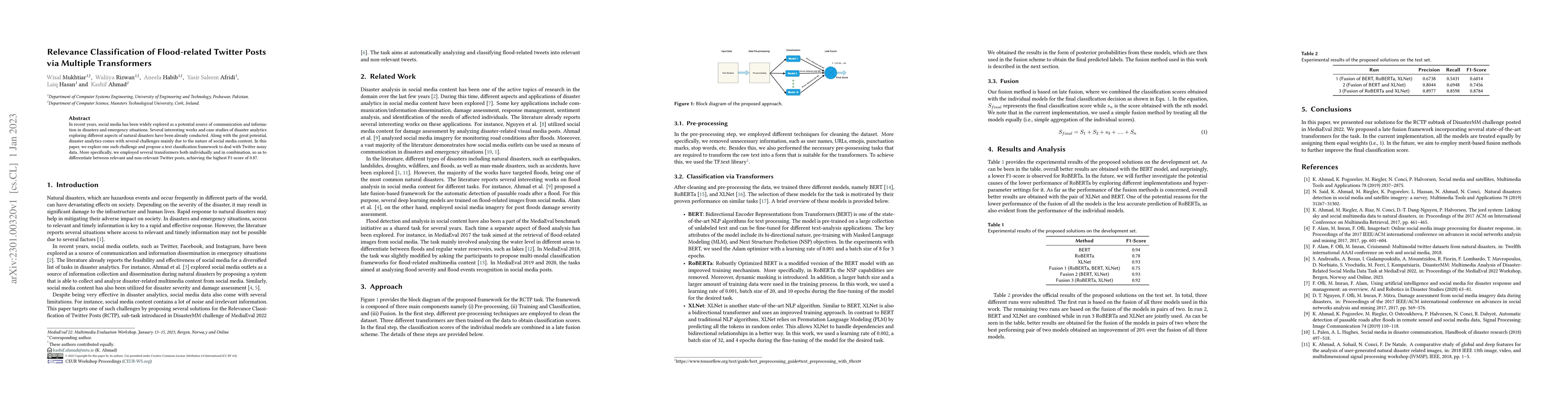Thumbnail for Relevance Classification of Flood-related Twitter Posts via Multiple
  Transformers
