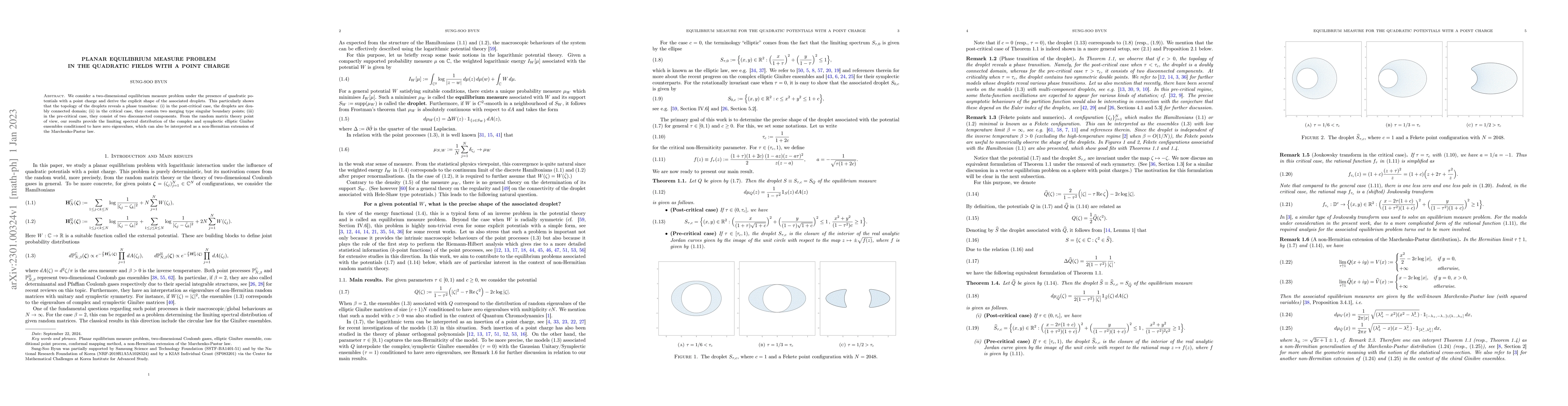 Thumbnail for Planar equilibrium measure problem in the quadratic fields with a point
  charge