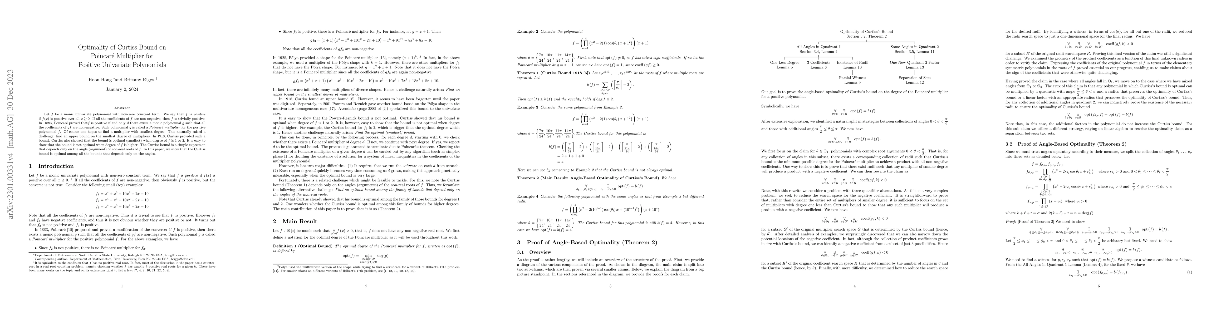 Thumbnail for Optimality of Curtiss Bound on Poincare Multiplier for Positive
  Univariate Polynomials