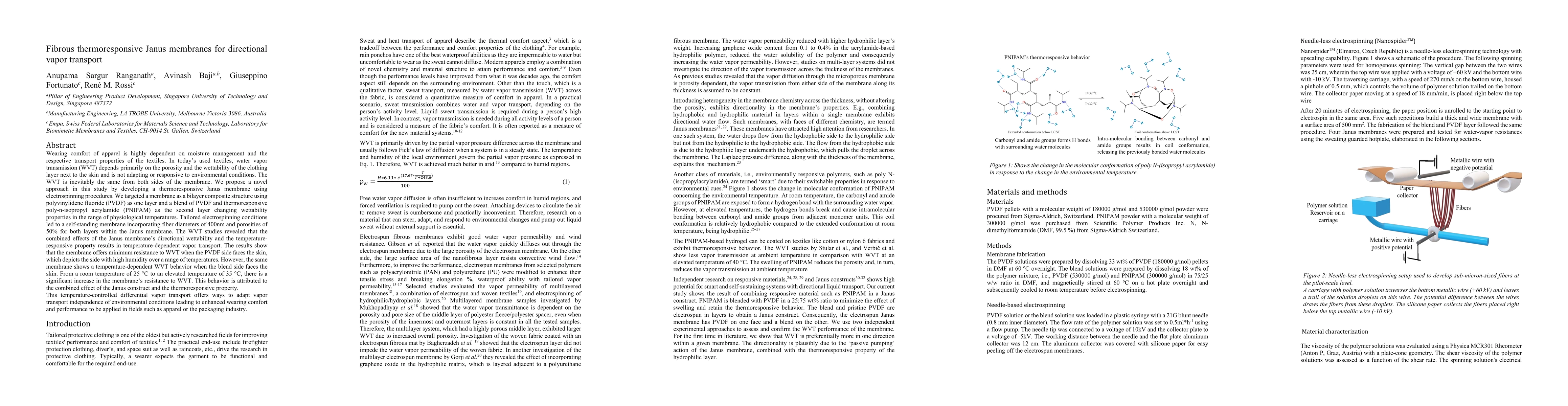 Thumbnail for Fibrous thermoresponsive Janus membranes for directional vapor transport