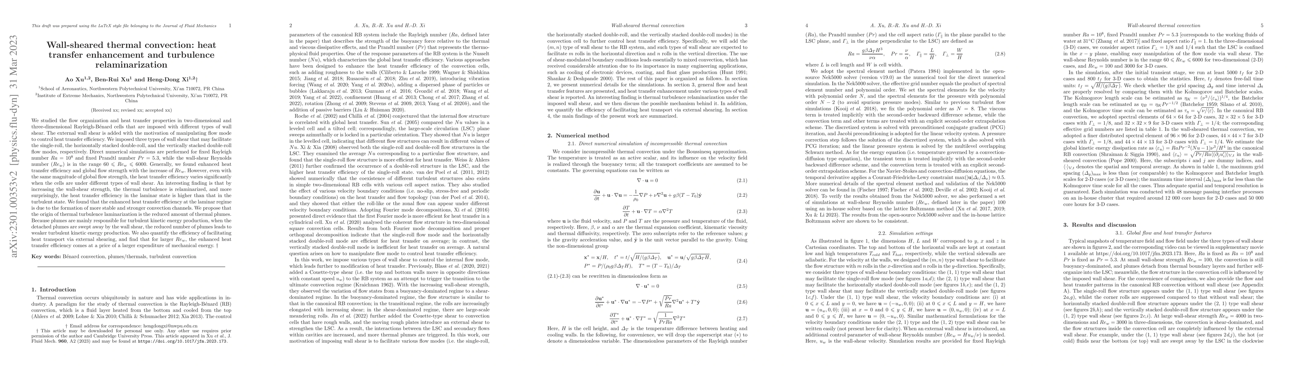 Thumbnail for Wall-sheared thermal convection: heat transfer enhancement and
  turbulence relaminarization