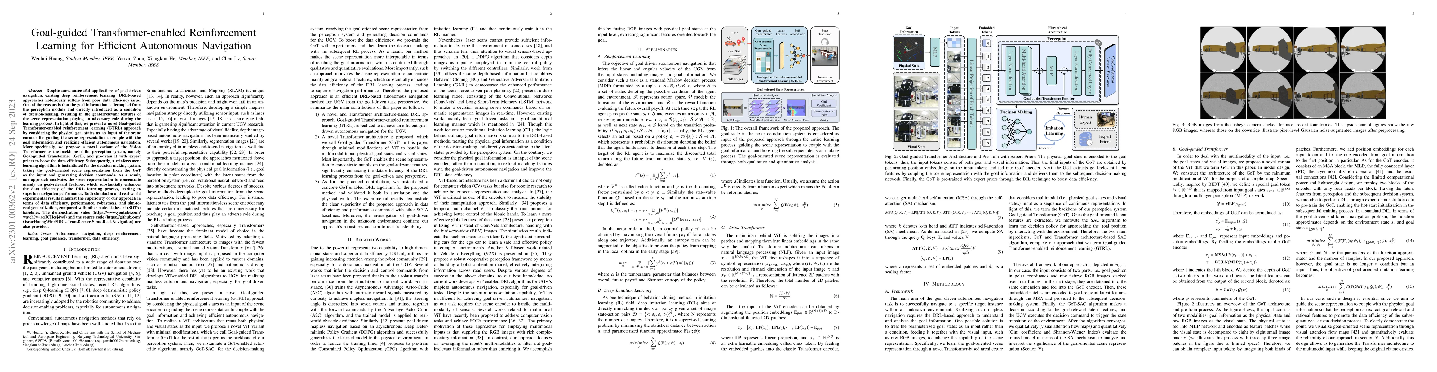 Thumbnail for Goal-Guided Transformer-Enabled Reinforcement Learning for Efficient
  Autonomous Navigation