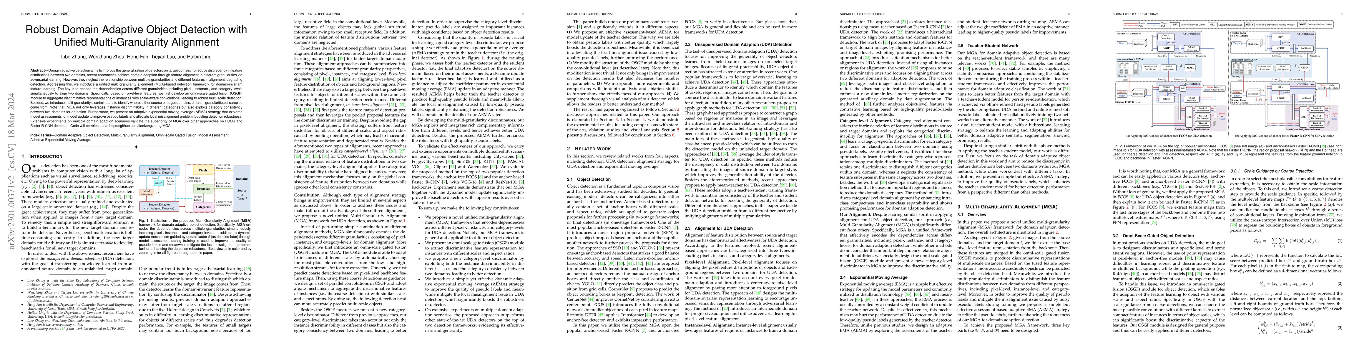 Thumbnail for Robust Domain Adaptive Object Detection with Unified Multi-Granularity
  Alignment