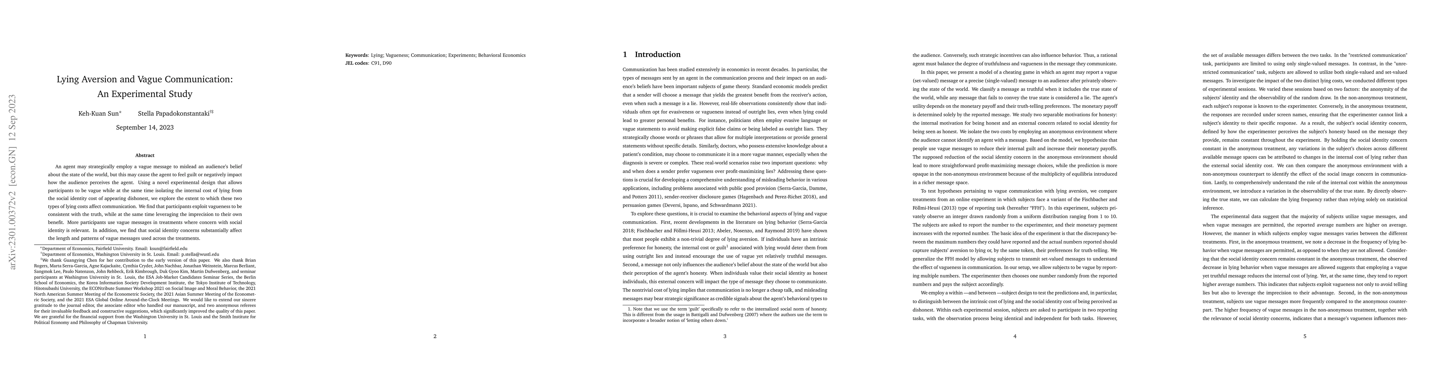 Thumbnail for Lying Aversion and Vague Communication: An Experimental Study
