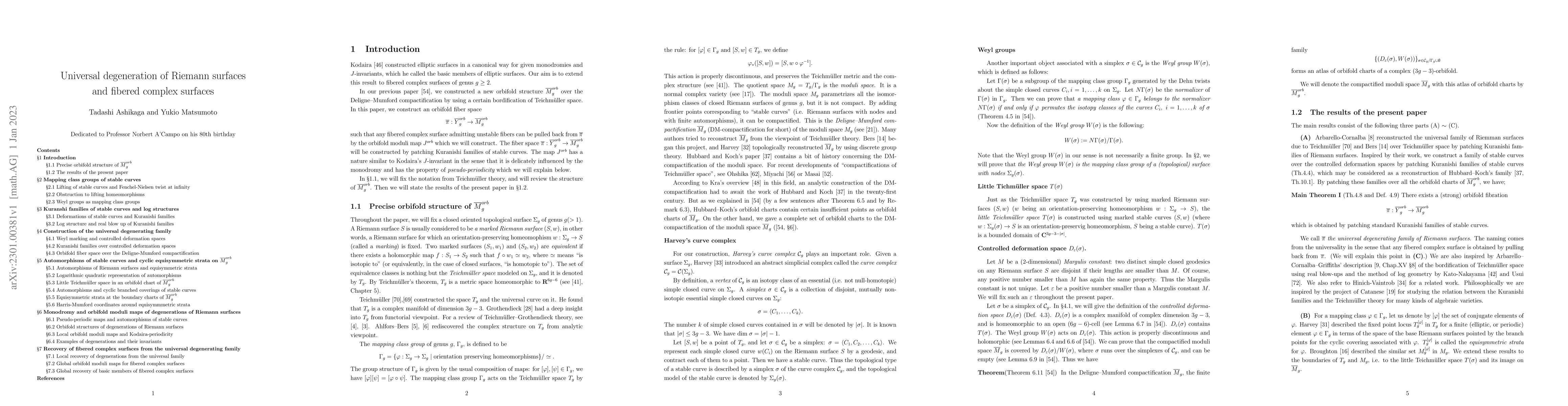 Thumbnail for Universal degeneration of Riemann surfaces and fibered complex surfaces