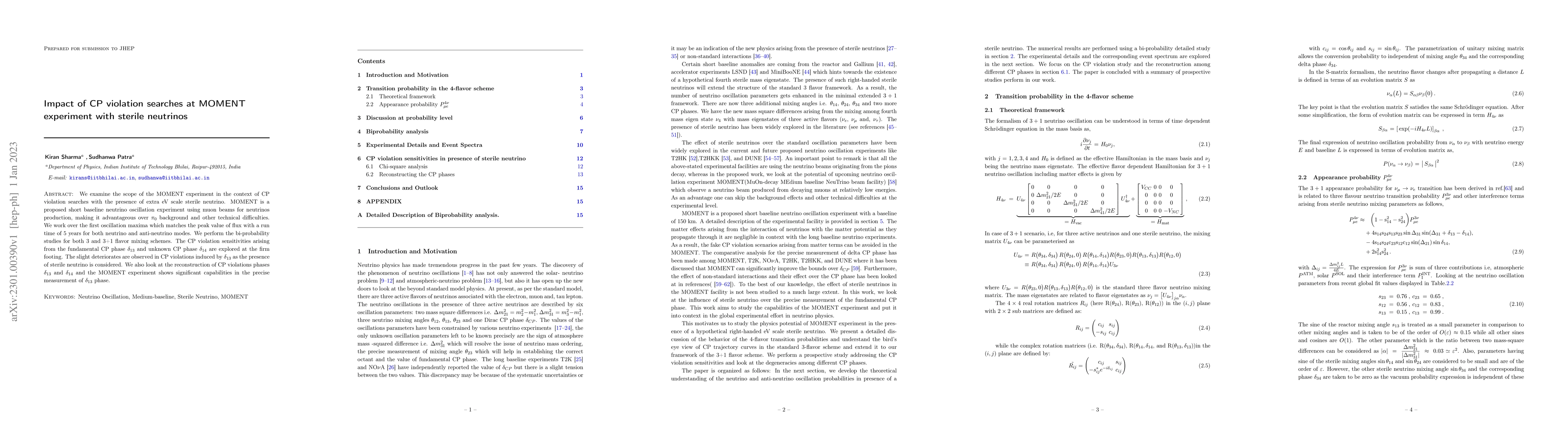 Thumbnail for Impact of CP violation searches at MOMENT experiment with sterile
  neutrinos