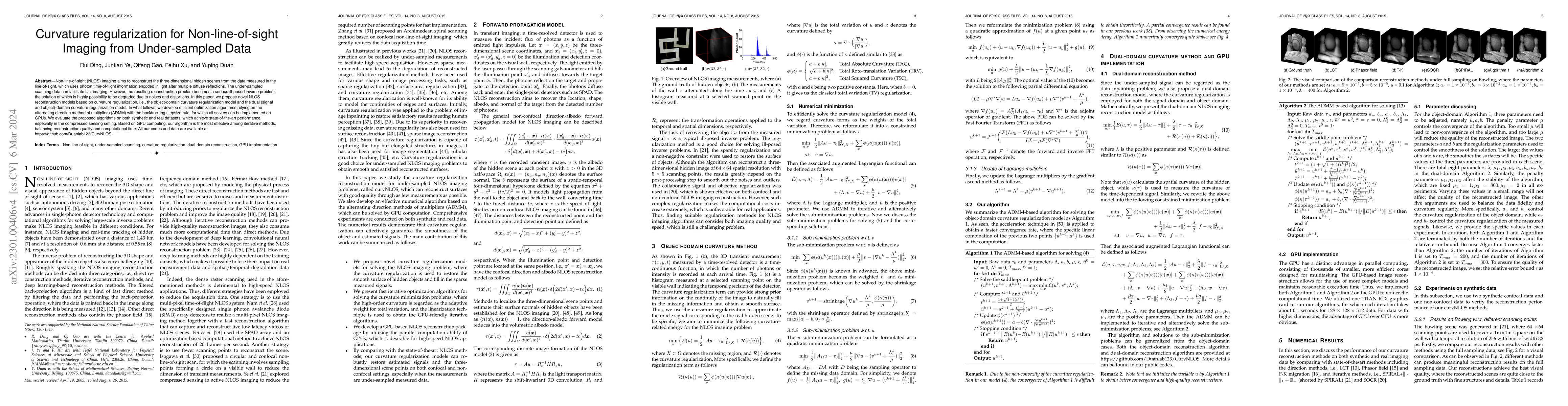 Thumbnail for Curvature regularization for Non-line-of-sight Imaging from
  Under-sampled Data