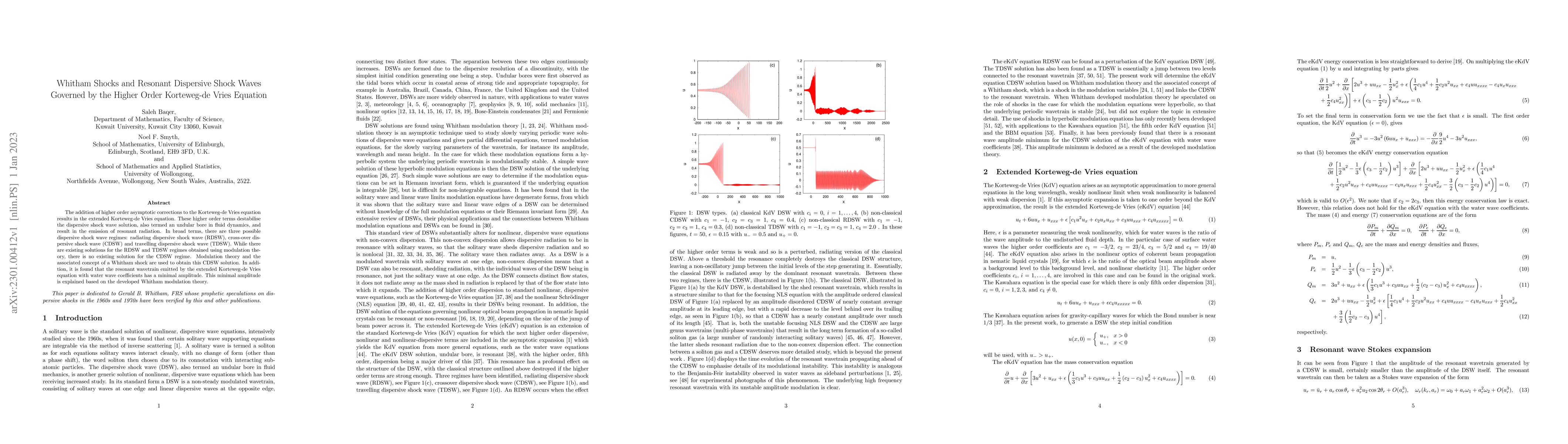 Thumbnail for Whitham Shocks and Resonant Dispersive Shock Waves Governed by the
  Higher Order Korteweg-de Vries Equation