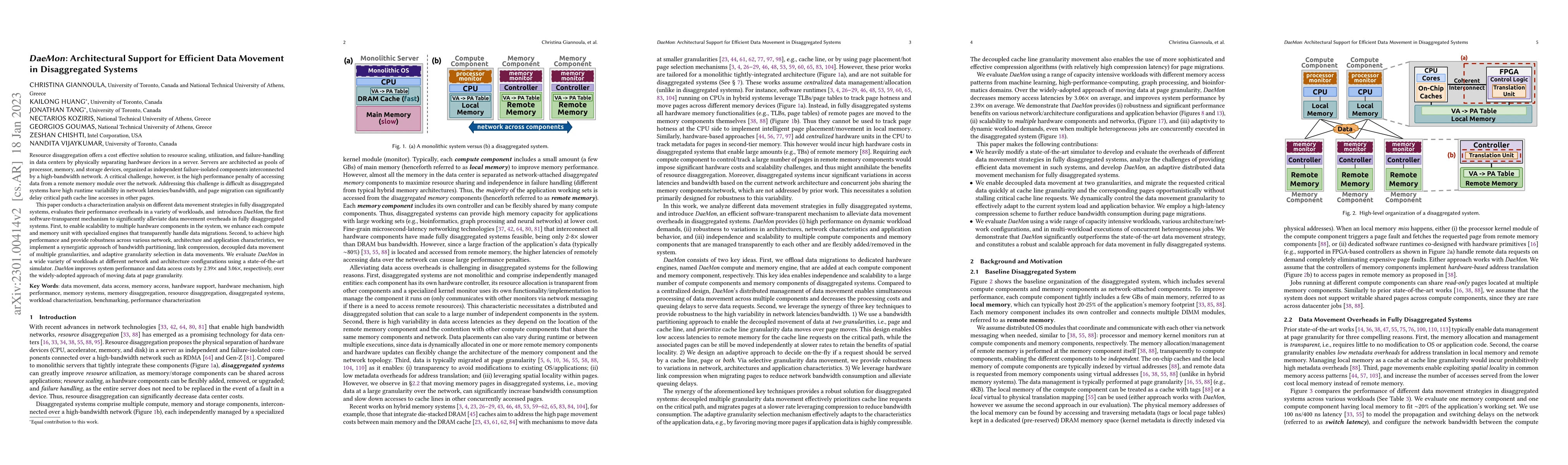 Thumbnail for DaeMon: Architectural Support for Efficient Data Movement in
  Disaggregated Systems
