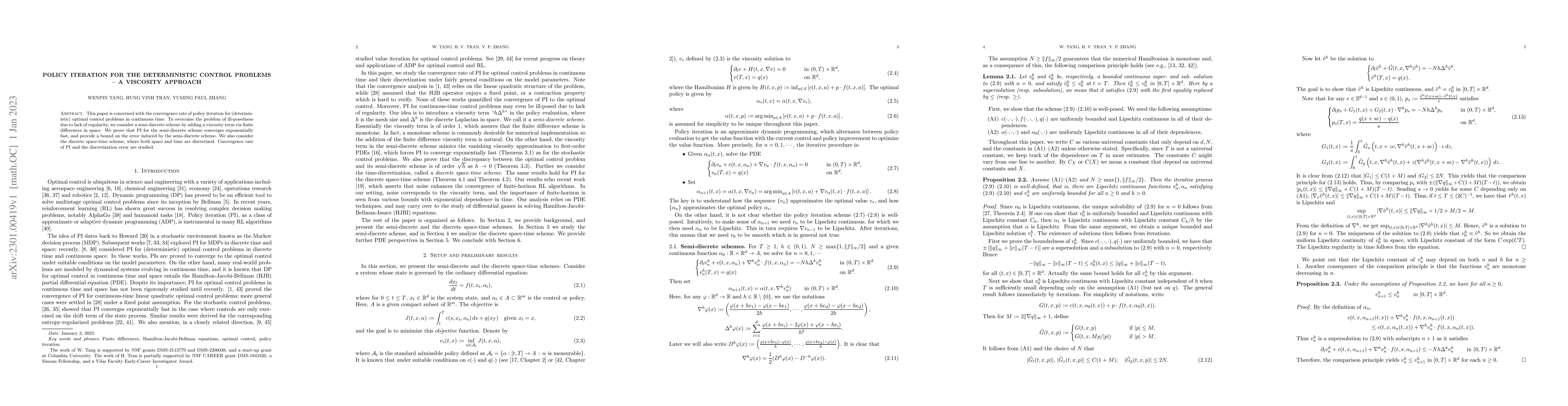 Thumbnail for Policy iteration for the deterministic control problems -- a viscosity
  approach