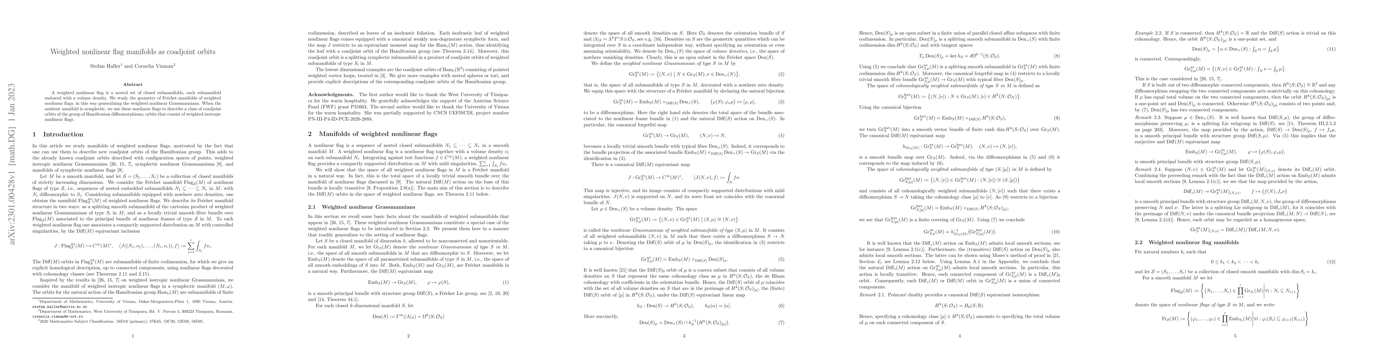 Thumbnail for Weighted nonlinear flag manifolds as coadjoint orbits