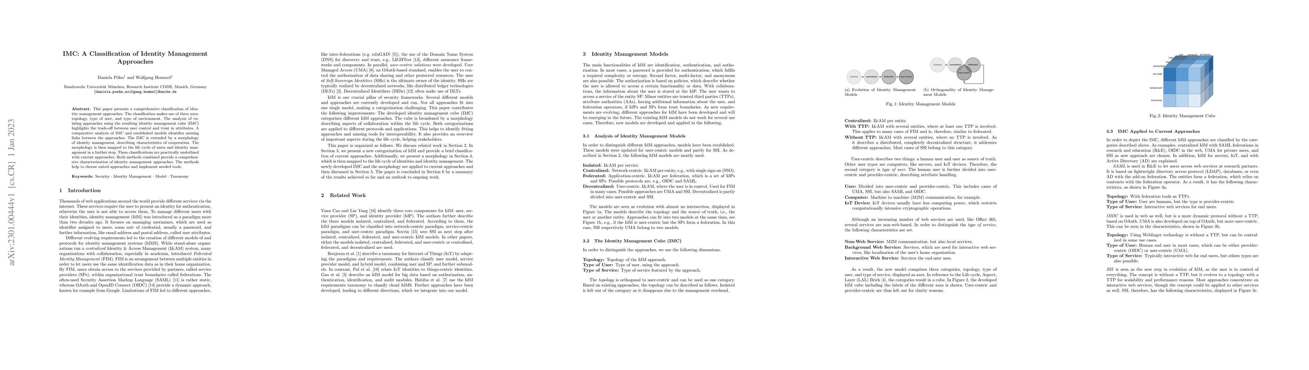 Thumbnail for IMC: A Classification of Identity Management Approaches