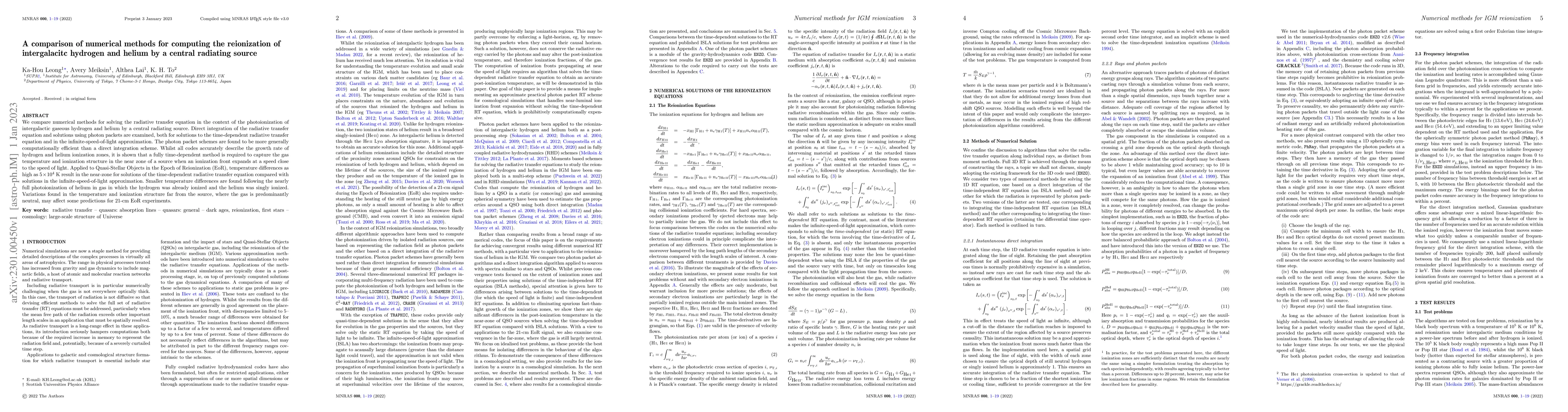 Thumbnail for A comparison of numerical methods for computing the reionization of
  intergalacitc hydrogen and helium by a central radiating source