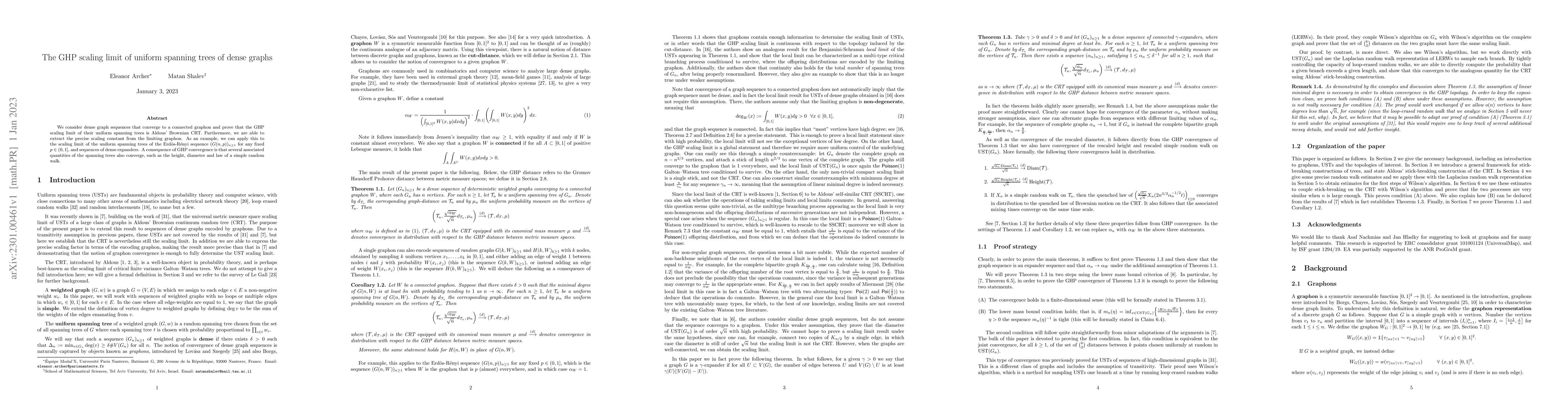 Thumbnail for The GHP scaling limit of uniform spanning trees of dense graphs