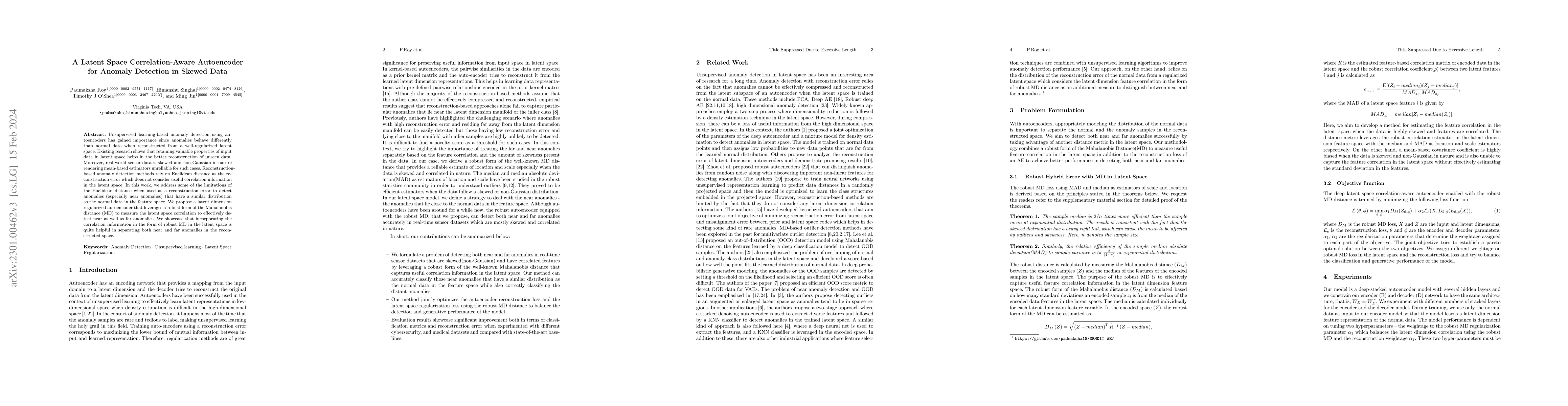 Thumbnail for A Latent Space Correlation-Aware Autoencoder for Anomaly Detection in
  Skewed Data