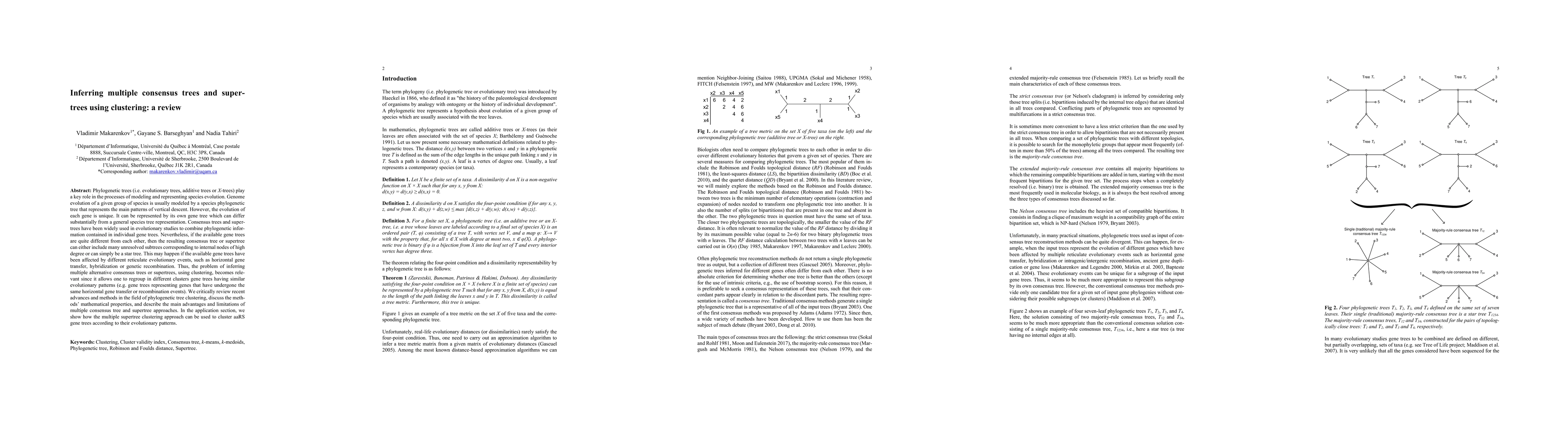 Thumbnail for Inferring multiple consensus trees and supertrees using clustering: a
  review