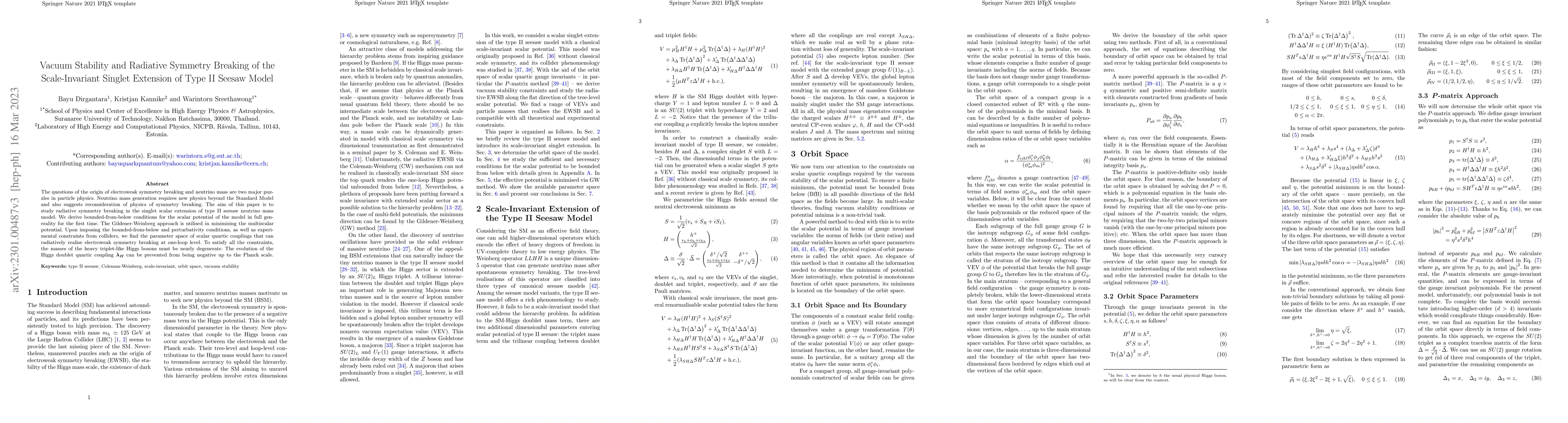 Thumbnail for Vacuum Stability and Radiative Symmetry Breaking of the Scale-Invariant
  Singlet Extension of Type II Seesaw Model