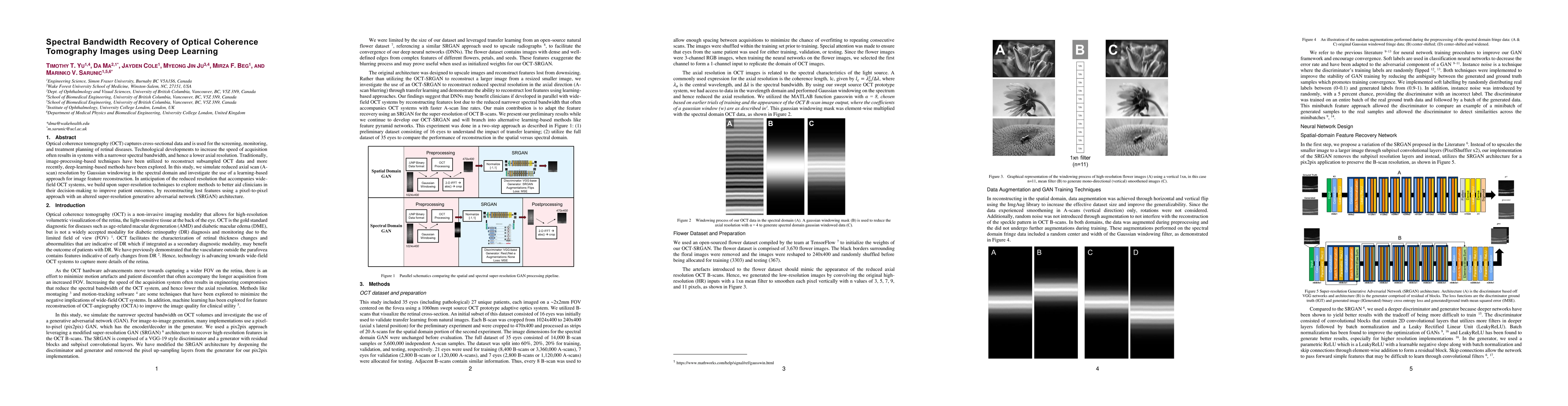 Thumbnail for Spectral Bandwidth Recovery of Optical Coherence Tomography Images using
  Deep Learning