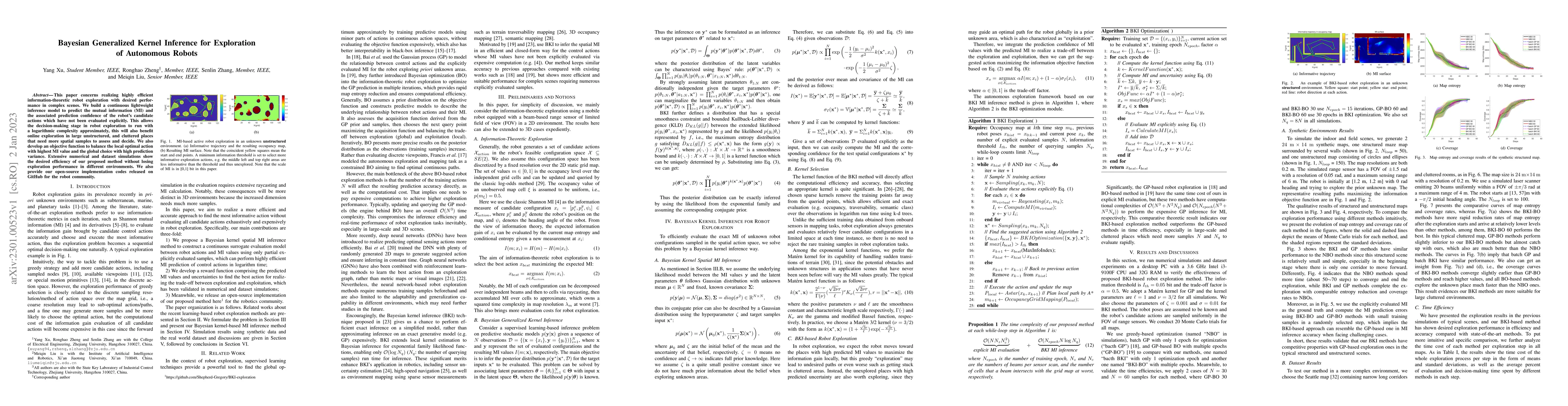 Thumbnail for Bayesian Generalized Kernel Inference for Exploration of Autonomous
  Robots