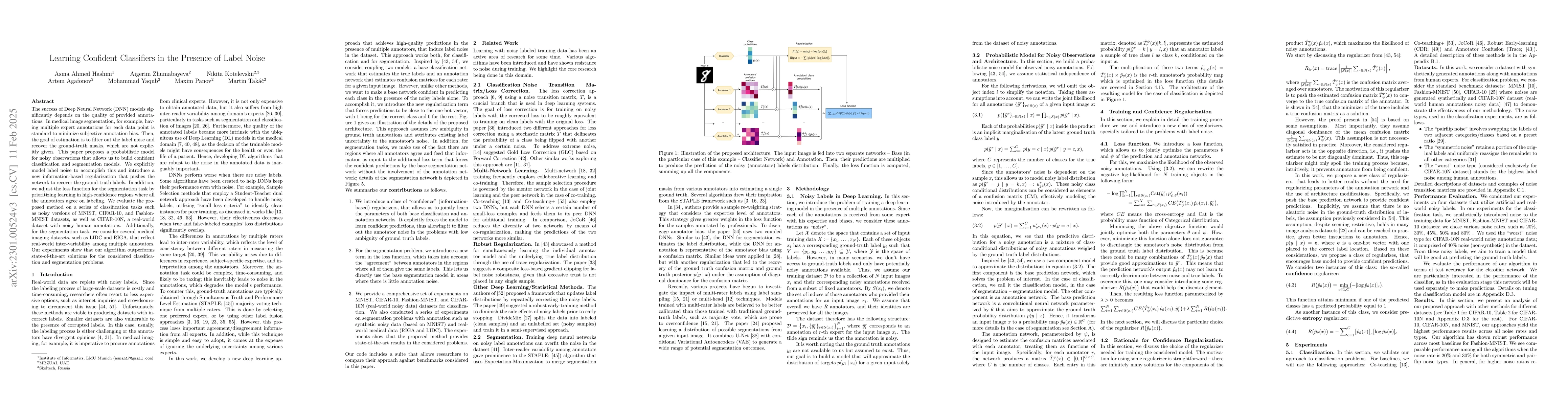 Thumbnail for Learning Confident Classifiers in the Presence of Label Noise