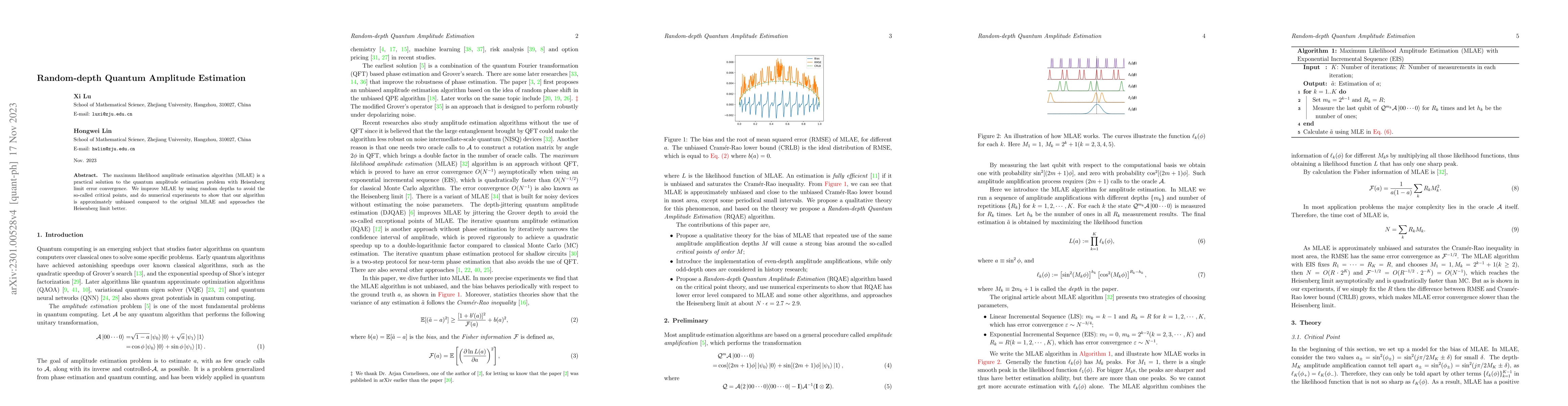 Thumbnail for Random-depth Quantum Amplitude Estimation
