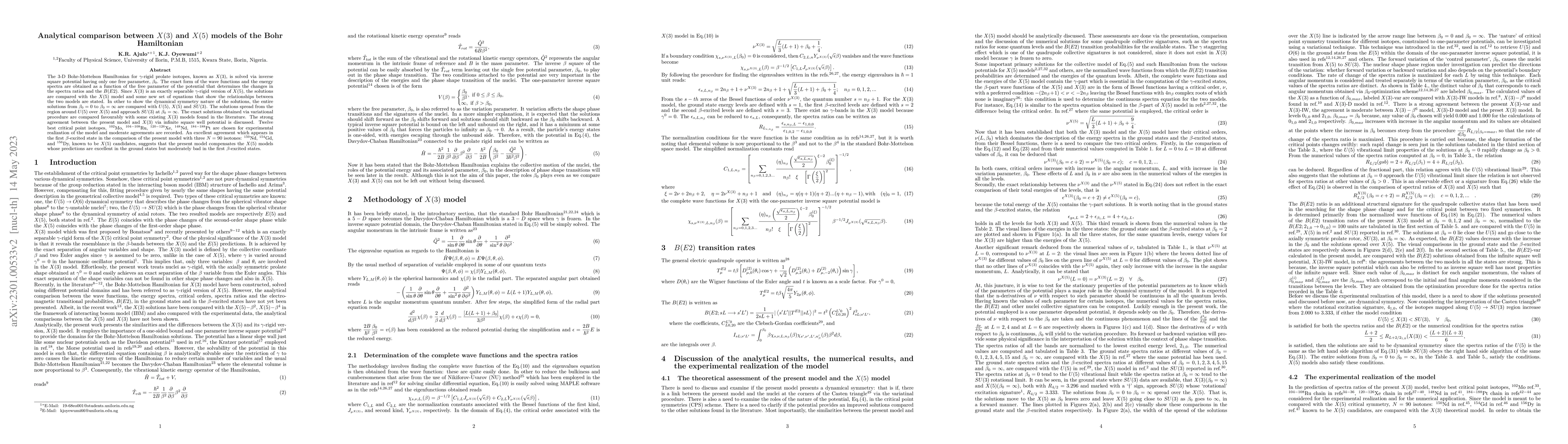 Thumbnail for Analytical comparison between X(3) and X(5) models of the Bohr
  Hamiltonian