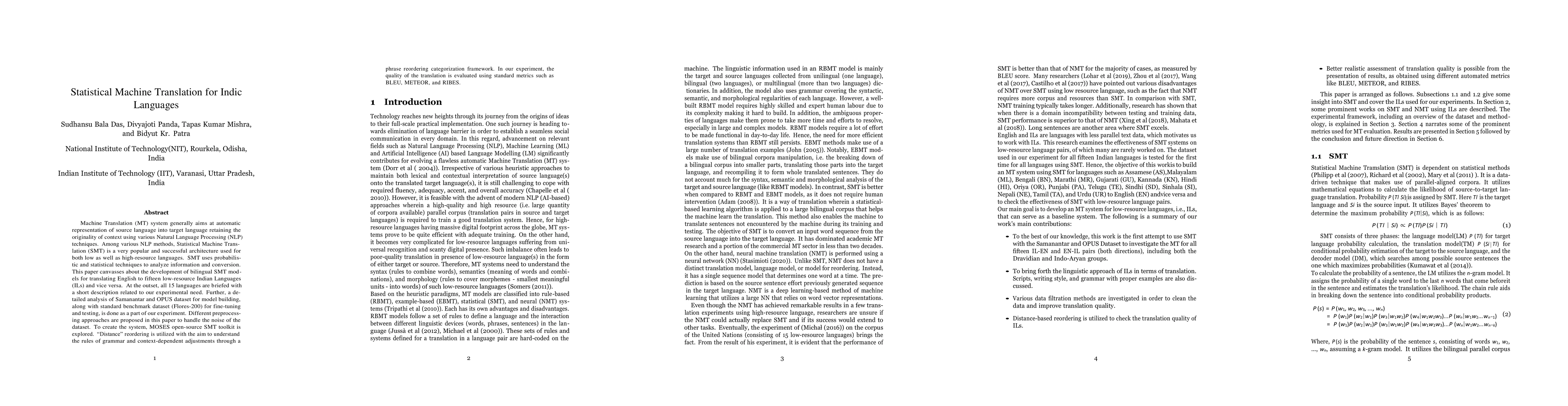 Thumbnail for Statistical Machine Translation for Indic Languages